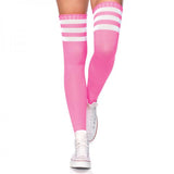 Athlete Thigh Highs with 3 Stripes Top O/S Neon Pink
