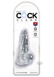 King Cock Clear 4in Cock with Balls
