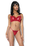 Lace And Matte Wetlook Bra And G-string Merlot S/m Hanging