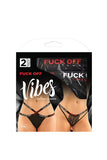 Vibes Fuck Off Buddy Pack 2 Pc. Cutout Lace Panty & Caged Thong S/m Black