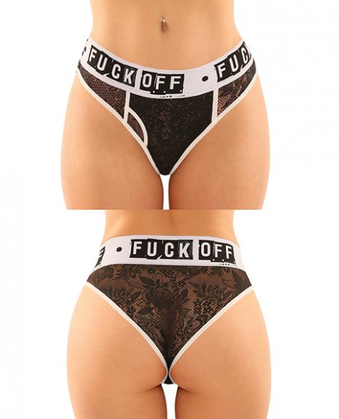 Vibes Fuck Off Buddy Pack 2 Pc. Lace Boyfriend Brief & Lace Thong S/m Black/white
