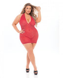 Pink Lipstick Love Bite Plunge Halter Dress (fits Up To 3x) Red Qn