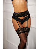 Stretch Lace & Mesh Thong Panty Black Lg