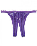 Scalloped Embroidery Crotchless Panty Purple O/S