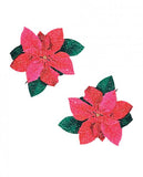 Neva Nude Poinsettia Glitter Flower Pasties - Red/green O/s