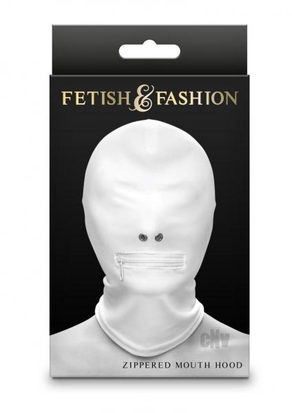 Fetish Fashon Zippered Mouth Hood Wht