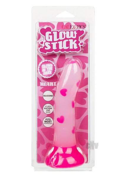 Glow Stick Heart Suction Cup Glow-in-the-dark Dildo - Pink