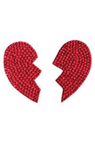 Rhinestone Broken Heart Reusable Pastie Red O/S