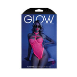 Glow All Nighter Harnessed Mesh Bodysuit Neon Pink L/xl