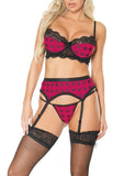 Bra Garter Gstring Plaid Pnk Sm