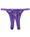 Scalloped Embroidery Crotchless Panty Purple O/S