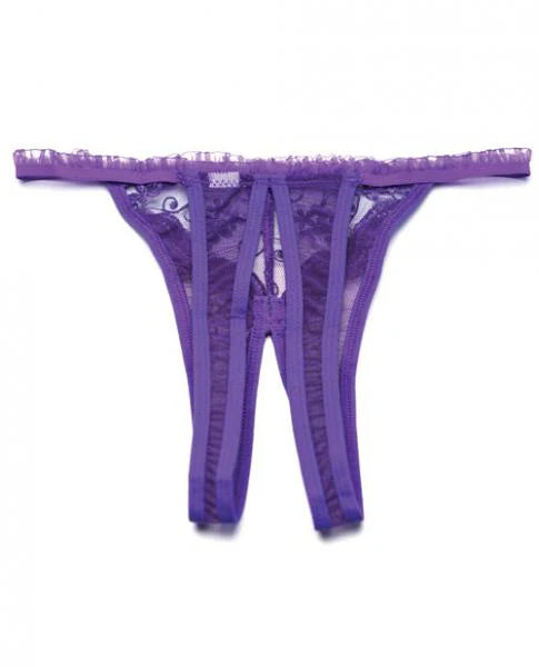 Scalloped Embroidery Crotchless Panty Purple O/S