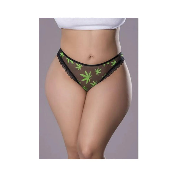Hazy Dayz Panty W/ Open Back Pot Leaf 2xl