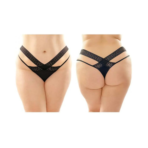 Daphne Microfiber Brazilian-cut Panty With Criss-cross Lace Waistband 6-pack Q/s Black