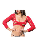 Beverly Hills Naughty Girl Crotchless Leggings w/Varigated Holes Red O/S