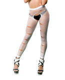 Beverly Hills Naughty Girl Crotchless Mixed Hole Leggings White O/S
