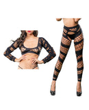 Beverly Hills Naughty Girl Crotchless Mesh & Fishnet Leggings Black O/S