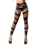 Beverly Hills Naughty Girl Crotchless Mesh & Fishnet Leggings Black O/S