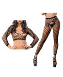 Beverly Hills Naughty Girl Crotchless All Over Mesh Leggings Black O/S