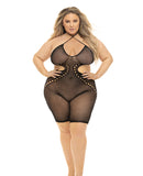 Pink Lipstick Fill Me In Bodystocking Black QN