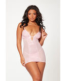 Floral Mesh Chemise & G-String Pink LG