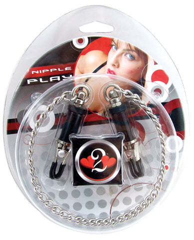 Heart 2 Heart Nipple Clamps Barrel w/Chain - Chrome