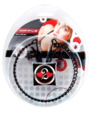 Heart 2 Heart Alligator Nipple Clamps w/Chain - Black