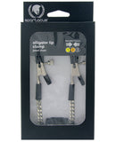 Adjustable Alligator Nipple Clamps w/Silver Chain, Bondage Blindfolds & Restraints,- www.gspotzone.com