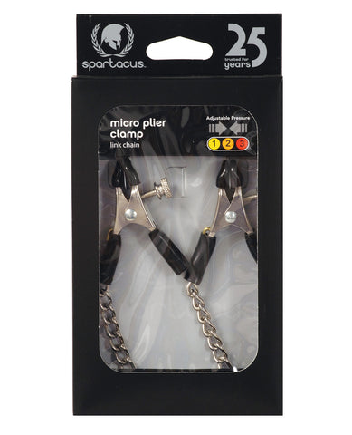 Adjustable Micro Plier Nipple Clamps w/Link Chain, Bondage Blindfolds & Restraints,- www.gspotzone.com
