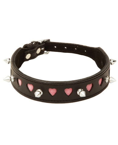 Ruff Spike Collar w/Pink Heart Cutouts