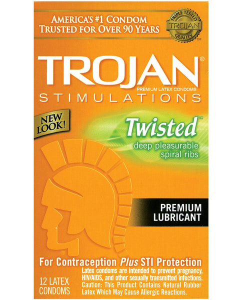 Trojan Twisted Pleasure Condoms - Box of 12