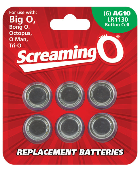 Screaming O AG10 Batteries - Sheet of 6 (Big O,Octo,BongO,TriO,OMan,BangO)