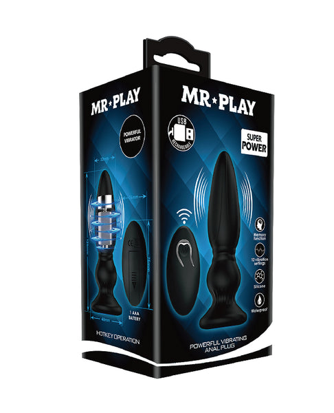 Mr. Play Vibrating Anal Plug w/Remote - Black