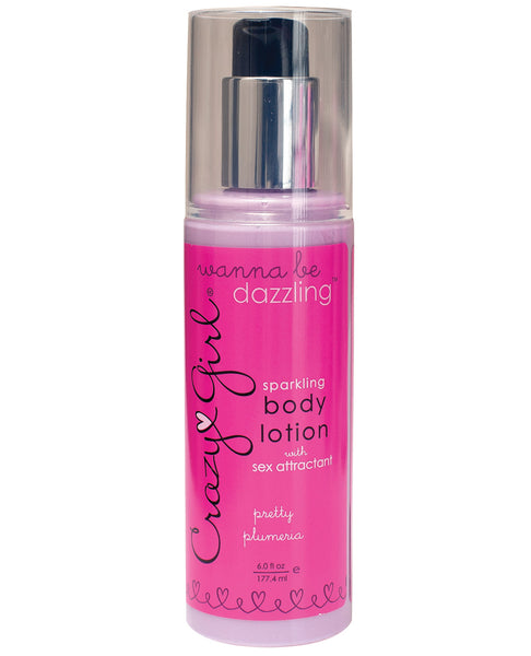 Crazy Girl Sparkling Body Lotion w/Sex Attractant - 6 oz Pump Bottle Plumeria