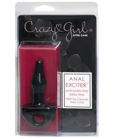 Crazy Girl After Dark Anal Exciter w/Toy Cleaner Wipe - Black