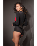 Fashion Stretch Knit Race Car Romper Black/Red O/S