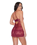 Holiday Soft Underwire Babydoll & Thong Merlot XL