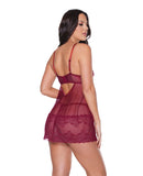 Holiday Soft Underwire Babydoll & Thong Merlot XL