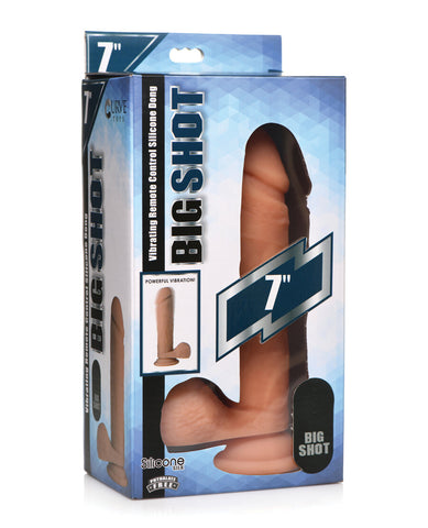 Curve Novelties Big Shot 7" Vibrating 21X Silicone Dildo w/Balls & Remote - Light