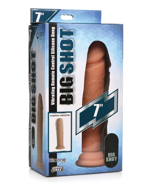 Curve Novelties Big Shot 7" Vibrating 21X Silicone Dildo w/out Balls w/Remote - Light