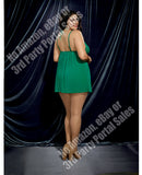 Babydoll w/Rhinestone-Embellished Collar & G-String Emerald 3X