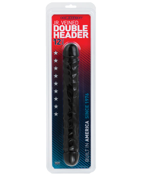 12" Jr. Double Header - Black, Dongs & Dildos,- www.gspotzone.com