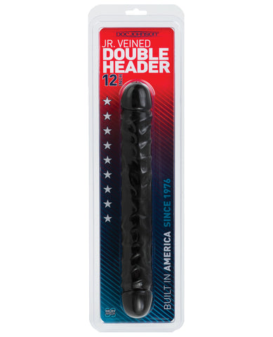 12" Jr. Double Header - Black, Dongs & Dildos,- www.gspotzone.com