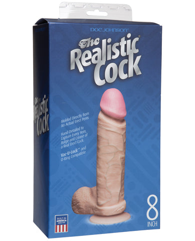 8" Realistic Cock w/Balls - White, Dongs & Dildos,- www.gspotzone.com