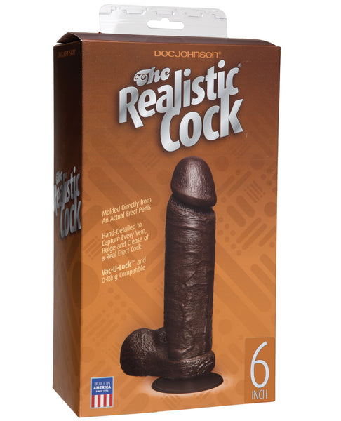 6" Realistic Cock w/Balls - Black, Dongs & Dildos,- www.gspotzone.com