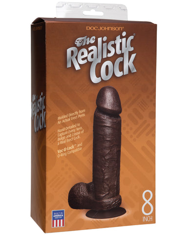 8" Realistic Cock w/Balls - Black, Dongs & Dildos,- www.gspotzone.com