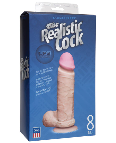 Realistic 8" Ultraskyn Cock w/Balls - White