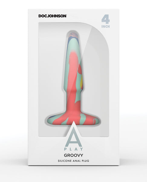 A Play 4" Goovy Silicone Anal Plug - Multicolor/Yellow