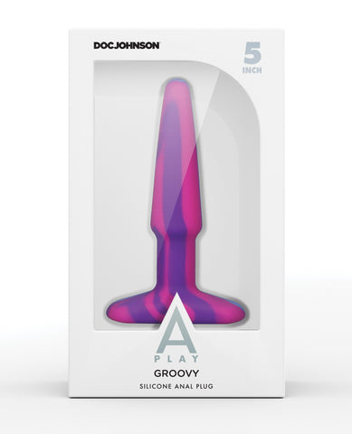 A Play 5" Goovy Silicone Anal Plug - Multicolor/Pink