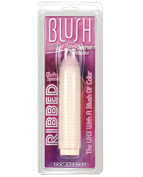 Blush Ribbed Ultraskyn Sleeve w/7.5" Vibe